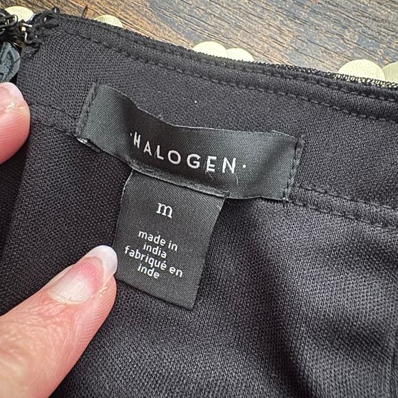 Halogen Embellished Paillette Sequined Knee Length Skirt in Gold - Picture 6 of 9